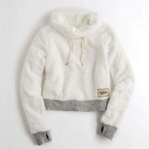 Hollister white sherpa sweater XS